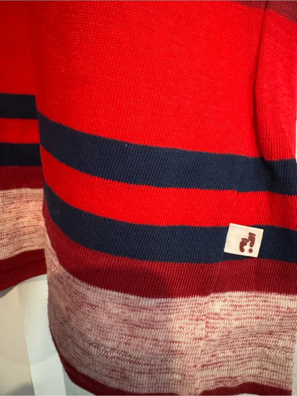 Hang Ten Men's Red and Navy Striped Crewneck Knit Tee